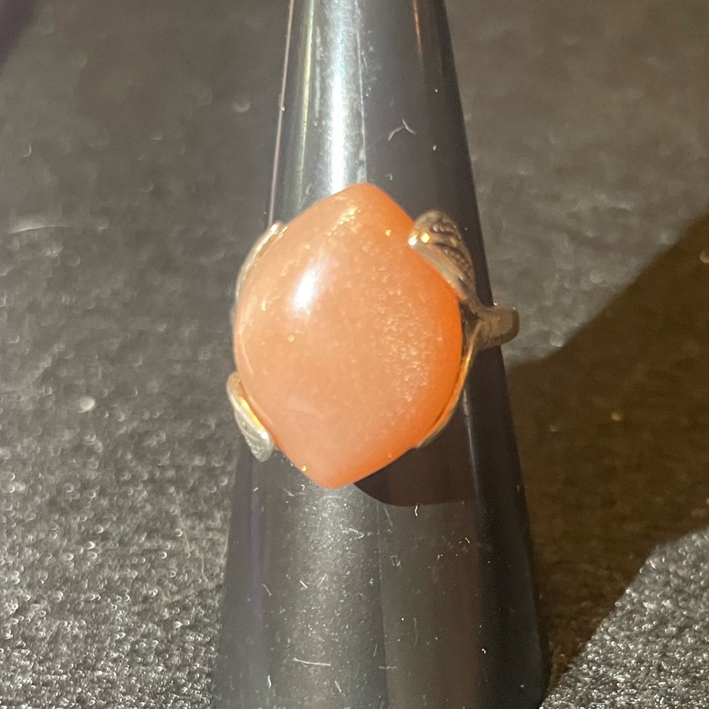 Elegant Peach Moonstone and 925 Sterling silver GemStone Ring